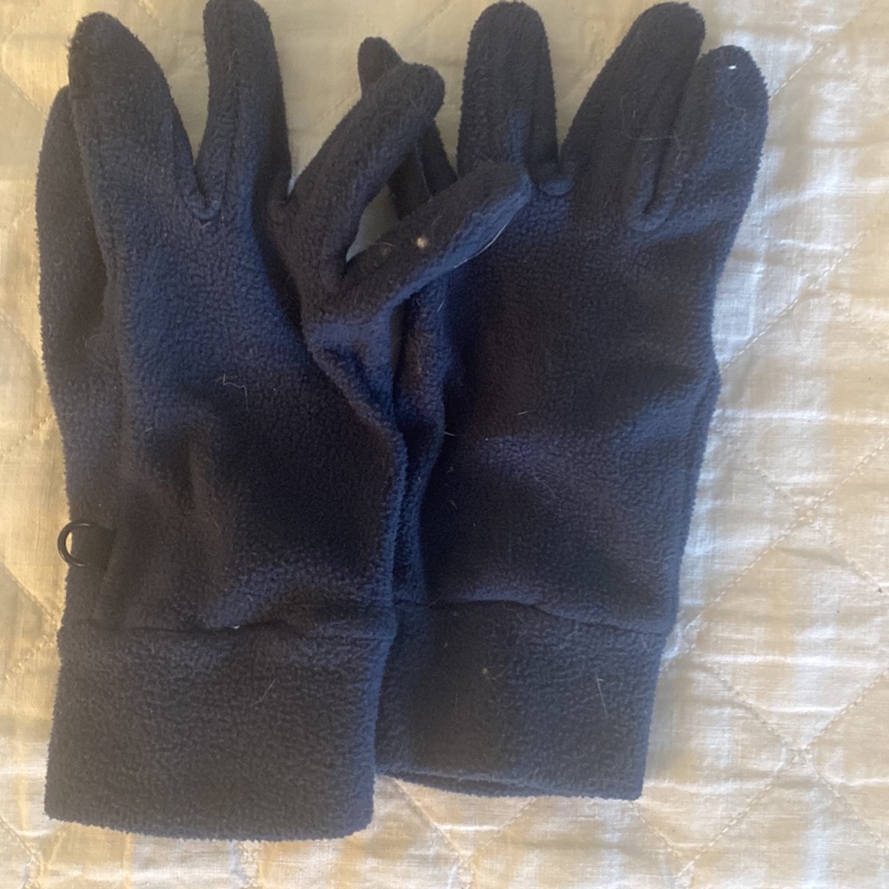 Kids navy fleece gloves